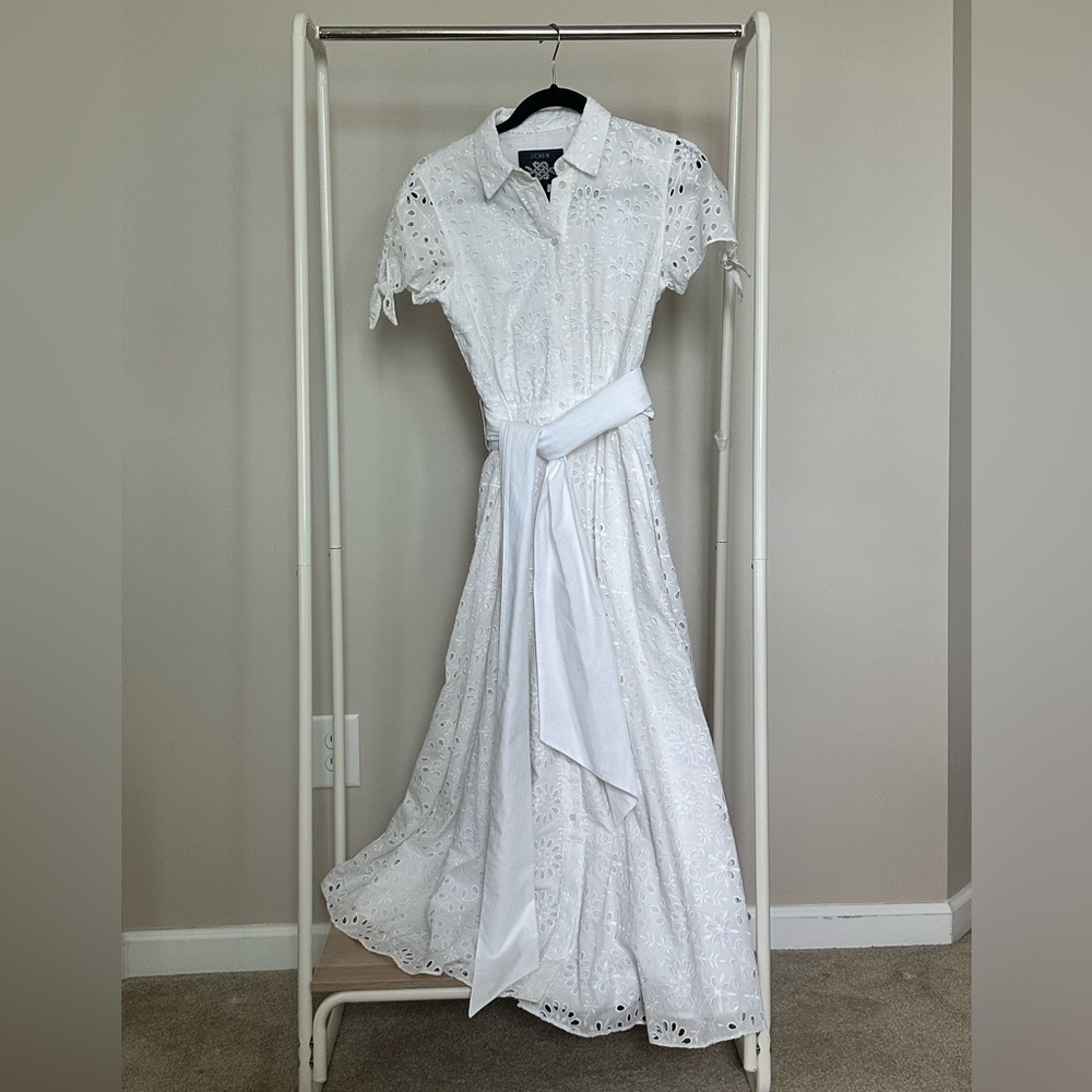 J. Crew Long Shirt Dress in Eyelet